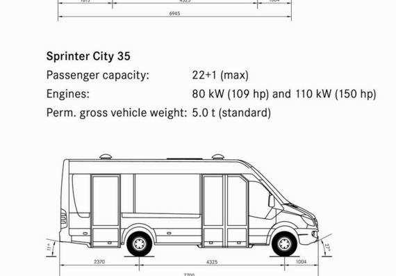 Mercedes-Benz Sprinter City 65 (2009) truck drawings